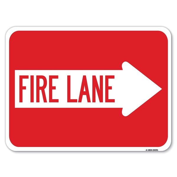 Signmission Fire Lane Right Arrow Heavy-Gauge Aluminum Rust Proof Parking Sign, 18" x 24", A-1824-24391 A-1824-24391 - main